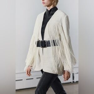 Zara Cream Fringe Blazer